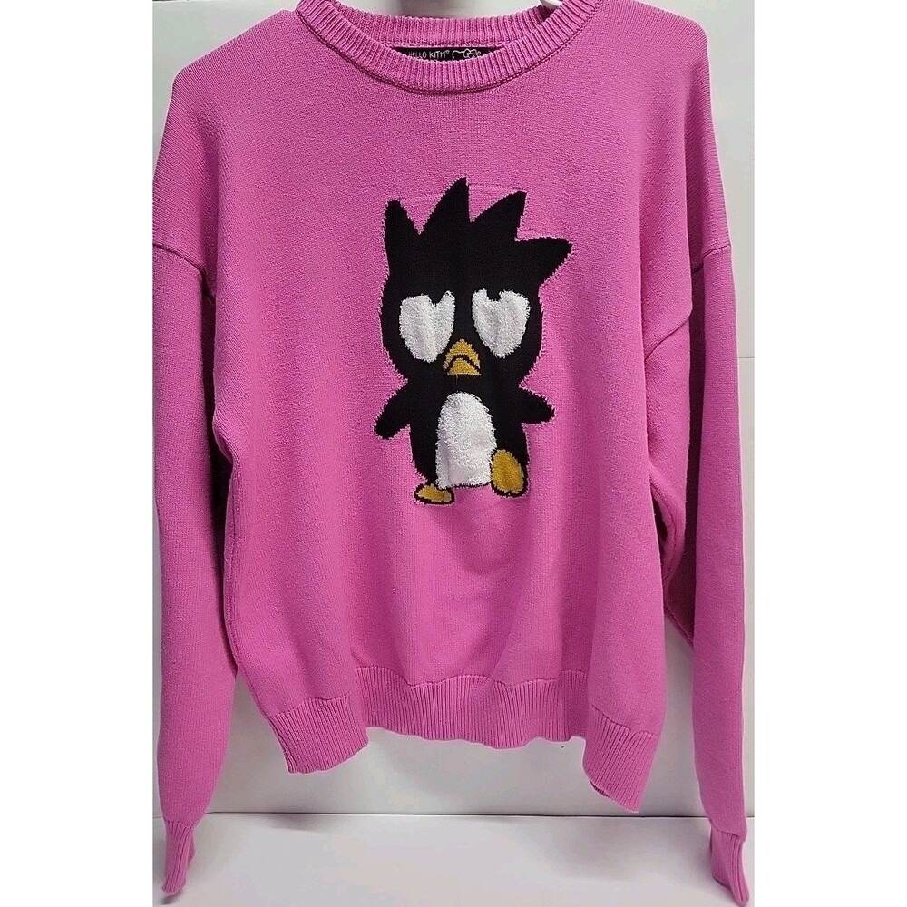 Forever 21 x Hello Kitty &‎ Friends Badtz-Maru Pink Knit Sweater Pullover Sz L
